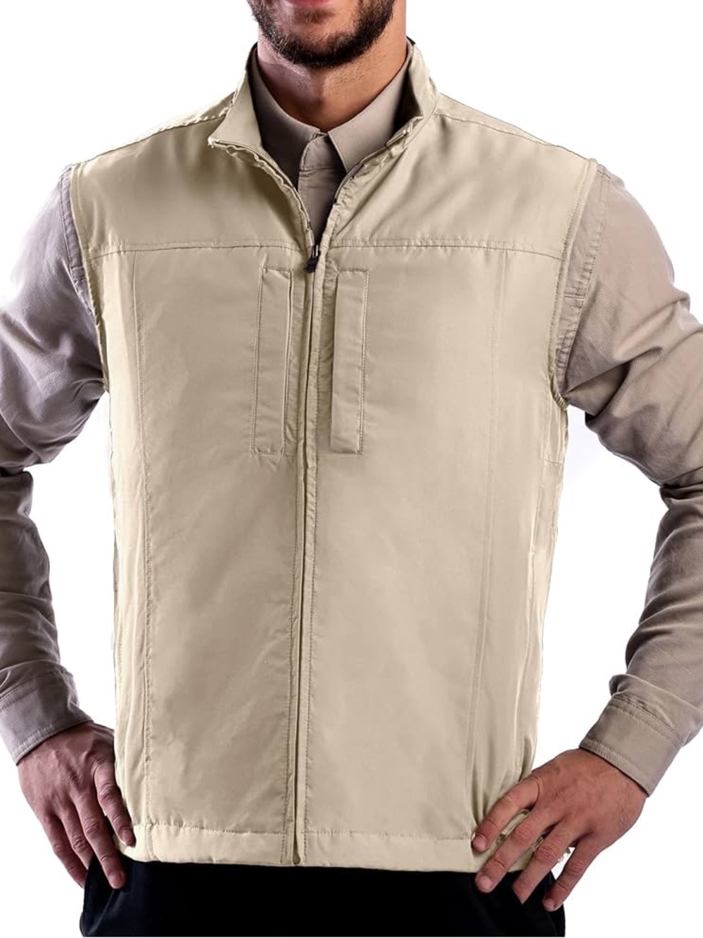 NEW ScottEVest RFID Travel Vest men's XL Full Zip Beige Utility Performance